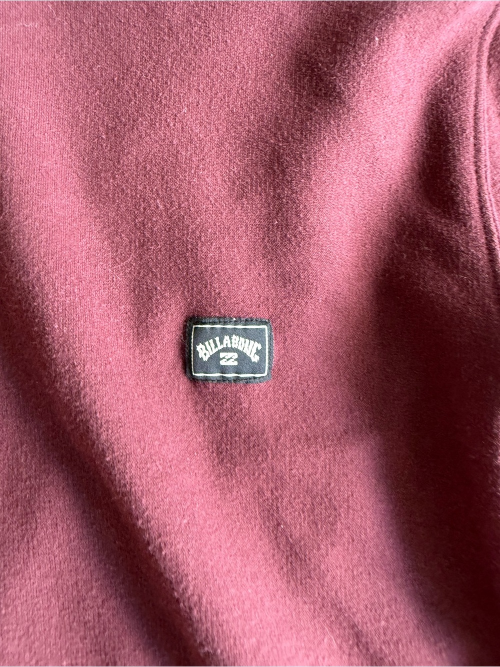 Billabong Burgundy Pullover Sweatshirt with Patch Logo